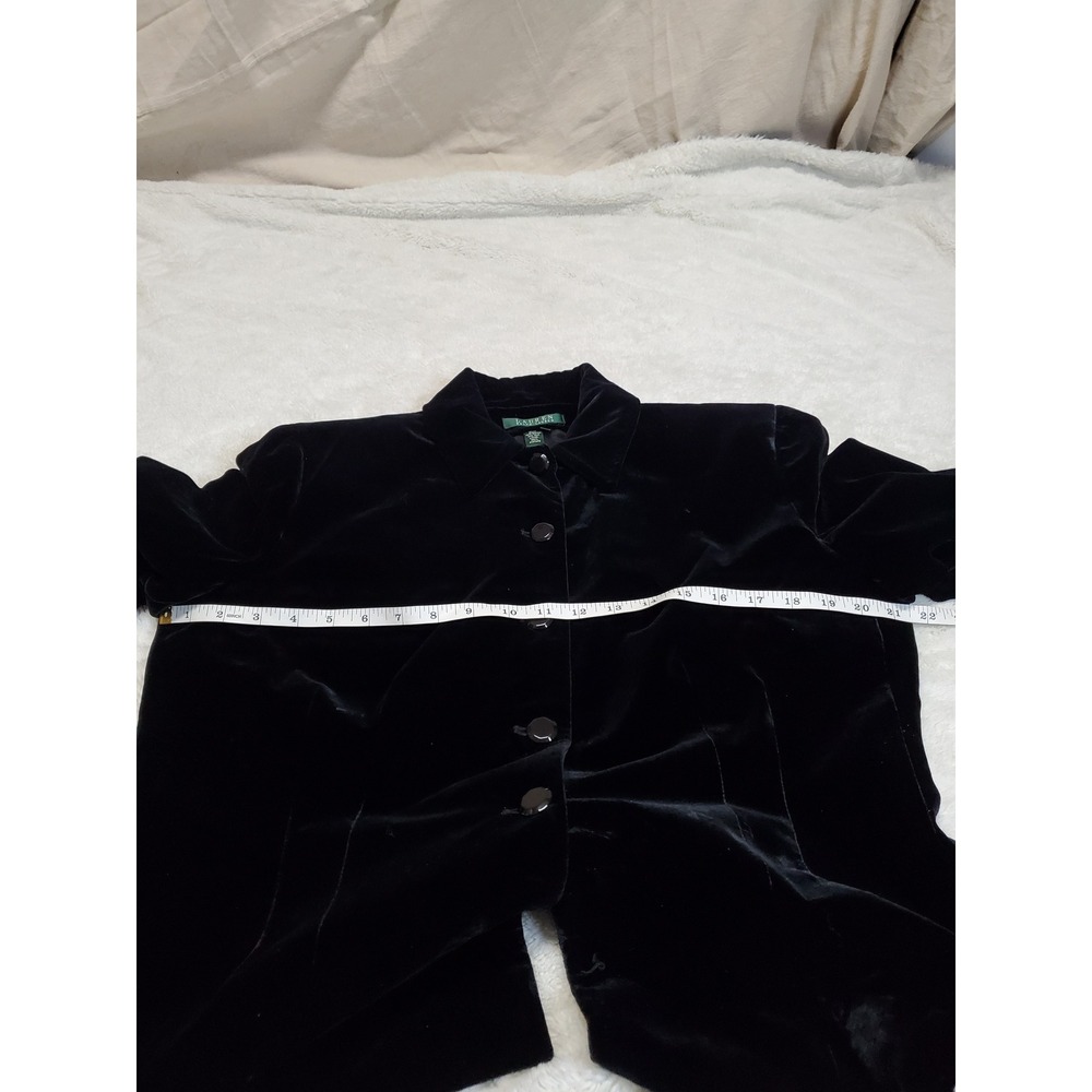 Lauren Ralph Lauren Black Velvet Button-Front Blazer - Picture 10 of 11